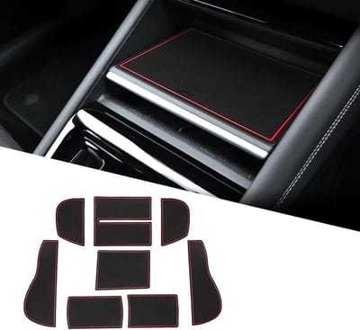 Rubber Antislip Mat voor VW Tiguan III MK3 2024 2025 - Voor Console, Opbergbak en Deur, Rood