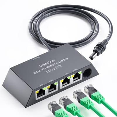 Ethernet-adapter splitter voor LAN-netwerkuitbreiding – Verbind tot 4 apparaten tegelijk met razendsnelle en stabiele verbindingen