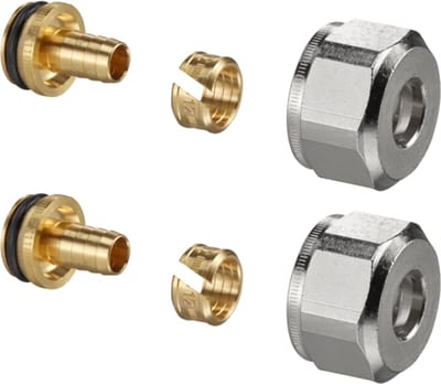 OVENTROP knelringkoppeling Ofix K voor G 3/4 AG volgens DIN EN 16313, metaalafdichtend plus O-ring voor kunststofbuizen, 2-voudig, 12 x 2,0 mm, 1016870