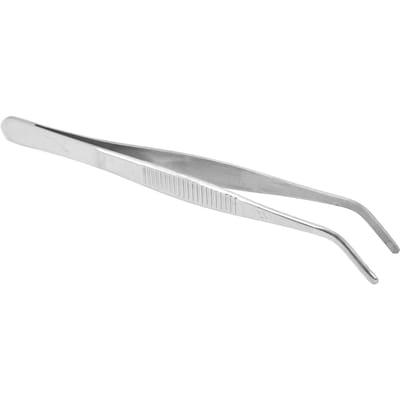 Pince à épiler courbée de 16 cm en acier inoxydable, antidérapante, à pointe courbée, pour laboratoires white
