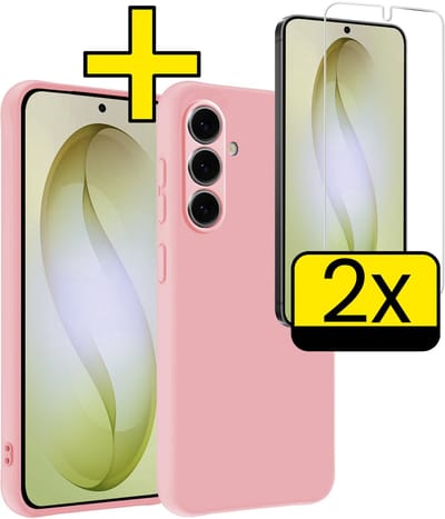 Hoesje - Met 2x Screenprotector - Geschikt voor Samsung Galaxy S26 - Sterk & Shockproof - Back Cover - Siliconen Case - Telefoon Hoes - Telefoonhoesjes - Lichtroze