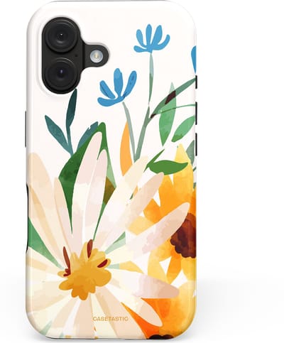 Casetastic hoesje geschikt voor Apple iPhone 16 - MagSafe - Dubbellaagse bescherming - Veld vol zon - Fashion Case - Wit Crème Goud