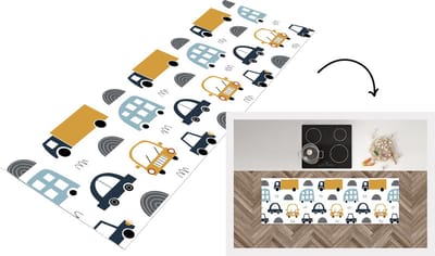 Keukenloper - Loper keuken - Patroon - Jongens - Auto - Kind - 150x50 cm - Keukenloper vinyl