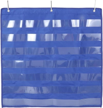 Onderwijs Wandtas voor Memo's en Opslag - Kleine Grafische Pocket voor Klaslokaal, Muur en Deur, Blauw en Praktisch
