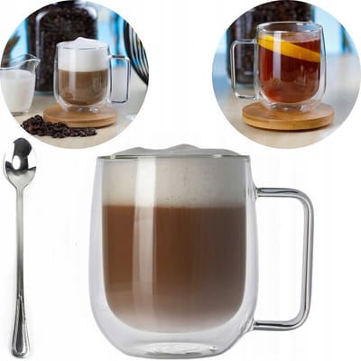 Thermosglazen 300ml met Lepel - Dubbelwandig Borosilicaatglas