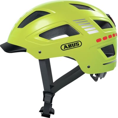 Fietshelm ABUS HYBAN 2.0 LED signal yellow L - 56-61 cm - geel - Geschikt voor gebruik op elektrische fietsen - stadsfietsen - 455 g