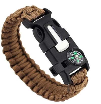 Actie4you® - Survival paracord armband met kompas en fluitje - Survival Armband - Nood Armaband - 4 in 1 - Bruin