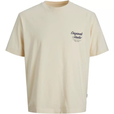 Jack & Jones T-shirt Jornorrebro Typo Tee Ss Crew Neck N 12282898 Antique White Mannen Maat - L