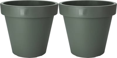 Pro Garden Plantenpot/bloempot Botanic - 2x - Tuin buiten - kunststof - donkergroen - Dia 40 cm - rond