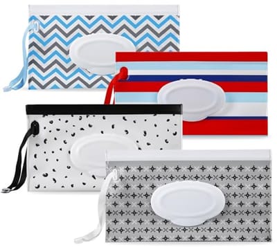 4 Pack Baby Veeg Dispenser – Hervulbare Draagbare Doekjes Houder voor Gemak in de Verzorging