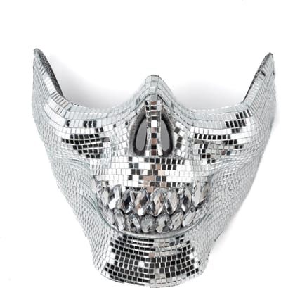KIMU® Discobal Masker Skelet Spiegeltjes - Disco Spiegelbal Horror Masker - Discobol Spiegelbol Glitter Spiegels Halloween Spooky Eng Geest Festival
