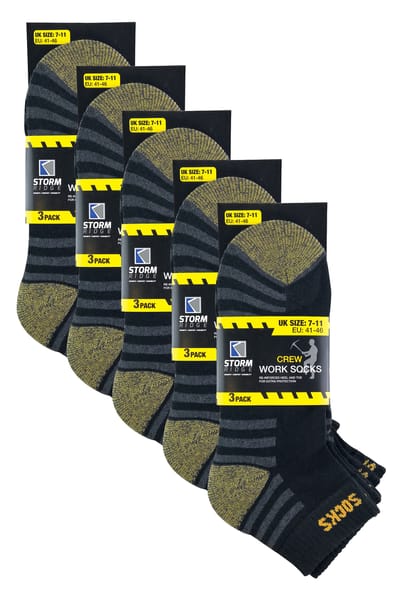 Sock Snob - 15 Paar Heren RJM Korte Werkkousen | Versterkte Enkelsokken met Hiel - 15 Paren