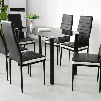 Luxe Moderne Faux Leather Eetkamerstoelen Set van 2 – Zwart & Wit