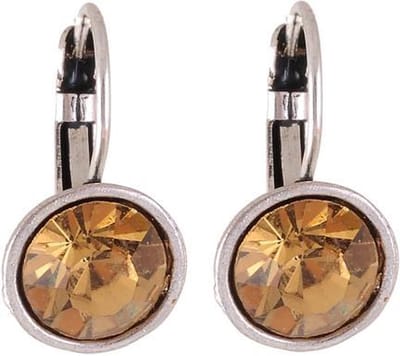 Behave - Oorbellen - Oorhanger Vintage Zilverkleur met Bruine Steen