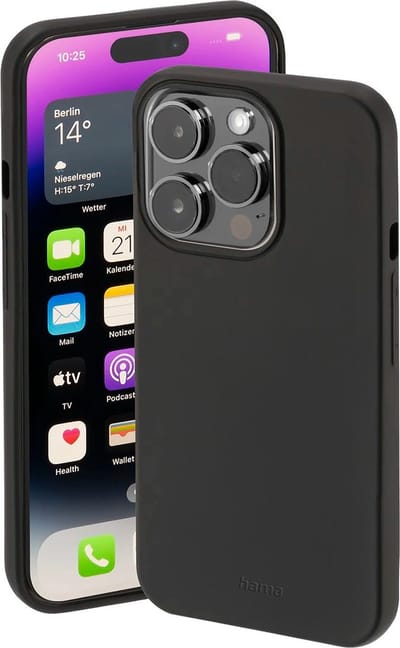 Hama Finest Feel Cover Hoesje geschikt voor iPhone 14 Pro Max - Zijdezacht afwerking - Krasbestendig - Zwart