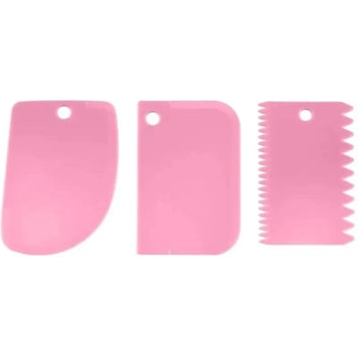 3 stuks/set Crèmeschraper Irreguliere Tanden Rand Spatels Deeg Taart Snijder Slicer Gebakssnijder Schraper Keuken Bakken Gebakstools pink