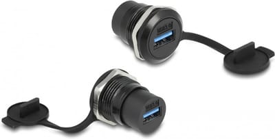 USB naar USB inbouw adapter met beschermkap - USB3.0 / zwart