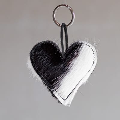 Sleutelhanger hart gevuld - Zwart/wit