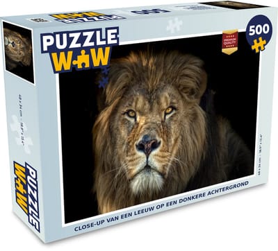 Puzzel Zwart - Leeuw - Wilde dieren - Legpuzzel - Puzzel 500 stukjes