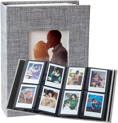 Dailygoods- Fotoalbum grote capaciteit - Fotoboek insteekalbum - Mini-fotoalbum - Insteekvakken voor 208 foto's - Hardcover met katoenen linnen - Geschikt voor verjaardag/jubileum