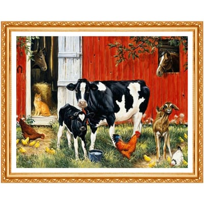 5D bricolage diamant peinture vache & coq & cheval & chat diamant peinture point de croix strass décoration 20X30CM black