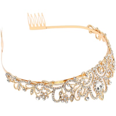 Couronne de mariée dorée à la mode, belle, élégante, scintillante, couronne de princesse de mariage pour la fête