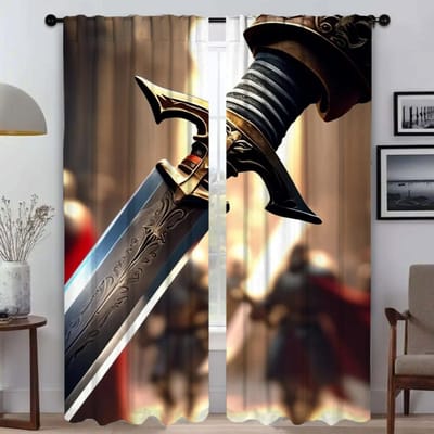 Zwaarden Elegante Kamergordijnen voor Camera Verduisteringsgordijn Shades Scheidingswand Tule voor Slaapkamer Halloween Decoratie Woonkamer Keuken W50xH70cmx2pcs-CL