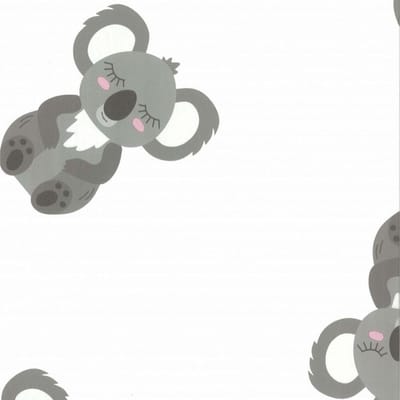 Behang - Koala's - Dieren behang - Baby- en kinderkamer - Scandinavisch - Wit grijs roze - 0,53 x 10,05 m - Fabulous World