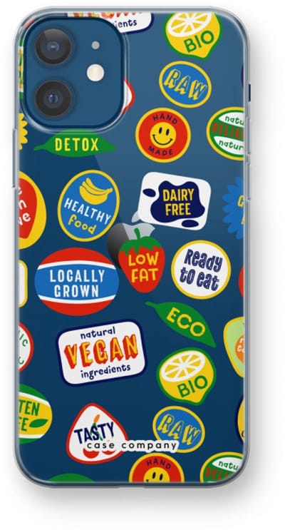 Case Company® - Hoesje geschikt voor iPhone 12 mini hoesje - Fruitsticker - Soft Cover Telefoonhoesje - Bescherming aan alle Kanten en Schermrand