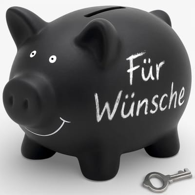 Dailygoody - Keramisch Spaarvarken - Tafeloppervlak - Inclusief Krijt en Sleutel - Zwart - Creatief Sparen - Perfect voor Kinderen en Volwassenen