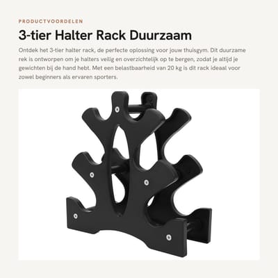 Dailygoods- Halter Rack - Duurzaam Ondersteuningsframe - 20kg Capaciteit - Ruimtebesparend Ontwerp - Drielaags Organizer - Eenvoudige Installatie - Dumbbell Rack