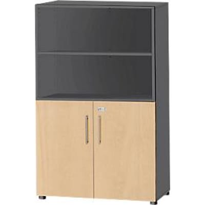 Schäfer Shop  Select Combikast Start Off, 4 ordnerhoogten, afsluitbaar, B 800 x D 420 x H 1470 mm, hout, grafiet/ahorn