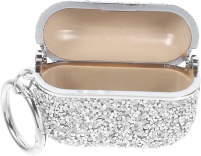 Oortelefoonhoes - Koptelefoon omhulsel - Bescherming Oortjes - Met Sleutelhanger - 7 x 5 x 2.7 cm - Zilver
