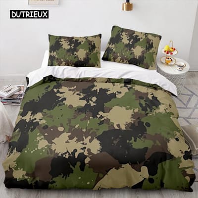 Camouflage Beddengoedset Abstract Dekbedovertrek Groene Jungle Comfort Overtrek Camouflage voor Tieners Jongens Volwassen Slaapkamer Huisdecoraties EU single(135x200cm) gray