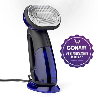 Conair 2-in-1 Handheld Kledingstomer en Strijkijzer GS108E - Grote afneembare watertank van 250ml - Snelle opwarmtijd van 10 seconden en Turbo ExtremeSteam-technologie - Zwart/Blauw.