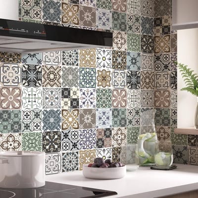 Muurstickers - Zelfklevende tegelmuurstickers voor keuken en badkamer - 30 LEOFIONO tegelstickers - 30 stickers 10x10cm