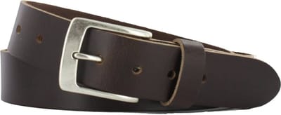 Leren Dames/Heren Riem | 4cm breed | Riemmaat: 105cm (totale lengte: 120cm) | 100% echt leer | Kleur: donker bruin | Nikkelvrije gesp