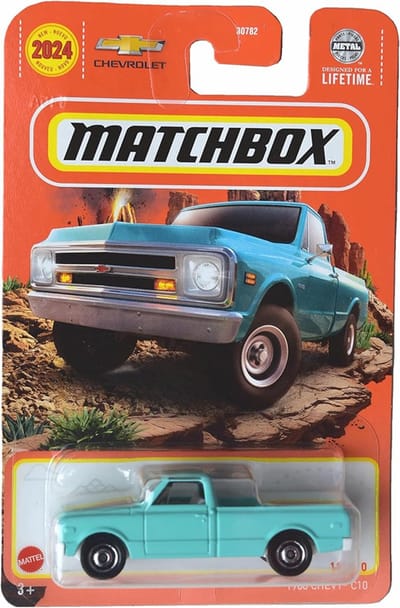 1968 CHEVY C10 PICKUP TRUCK SEA BLUE 19/100 1:64 MATCHBOX USA CAR SHORT CARD