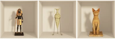 Sticker met 3D-effect van Egyptische beelden en honden, 30 x 90 cm