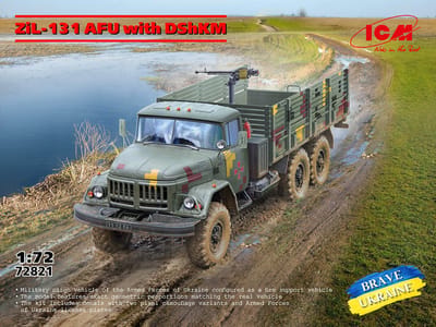 ICM Modelbouwpakket Militaire voertuigen - 72821 ZiL-131 AFU met DShKM Machinegeweer - Sovjet Militaire Vrachtwagen Plastic - 1:72 - Modelbouw