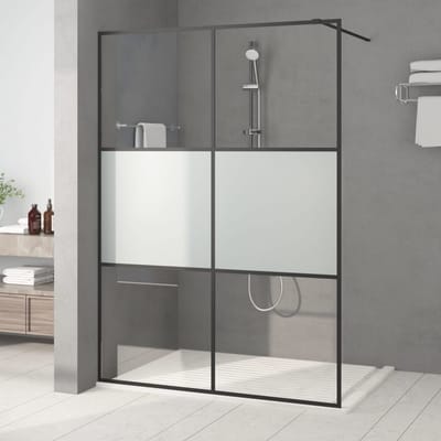 vidaXL - Inloopdouchewand - 140x195 - cm - halfmat - ESG-glas - zwart