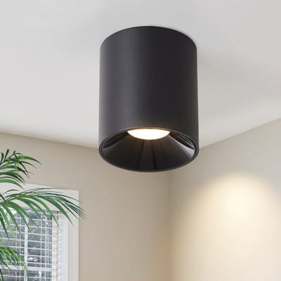NETTLIFE Opbouwspot LED - 1-Lichts - cilinder - zwart - 7W - Moderne Plafondlamp - 3000K Warm Wit Licht - Metaal - Plafondspot - voor Keuken | Slaapkamer | Hal | Woonkamer- L 5.5cm