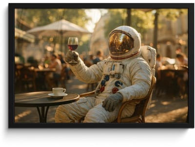 Poster in lijst - Fotolijst 60x40 cm - Posters - Wijn - Rood - Terras - Koffie - Posterlijst zwart - Decoratie - Wanddecoratie woonkamer - Muurdecoratie slaapkamer