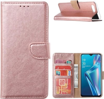 Bookcase Geschikt voor: Oppo A12 / A12S - Rose Goud - portemonnee hoesje