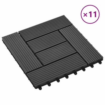 vidaXL - Terras - Tegel - 11 - st - Zwart - 30 - x - 30 - cm - WPC