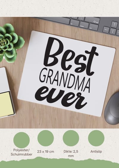 Akyol - best grandma ever Muismat - Oma - oma mama - moederdag - cadeau - verjaardag - oma - 23 bij 19 cm