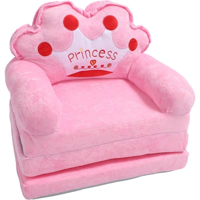 Peuterstoel voor Meisjes Kinderen Leuke Prinses Tiara Uitklapbank Bed Vloerkussen Armleuning Bank voor pink