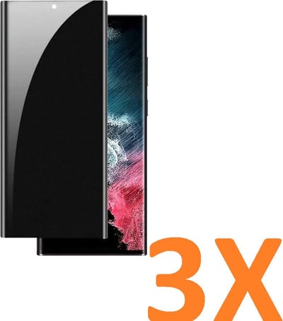 Screenprotector Glas - Privacy Tempered Glass Screen Protector Anti-Spy - 3x Geschikt voor: Samsung Galaxy S22 Ultra