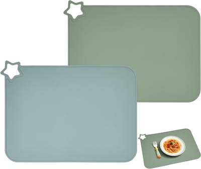 Set van 2 Siliconen Placemat voor Baby en Kind, Voedselveilig en Antislip, Ideaal voor Eten Thuis en in Restaurants