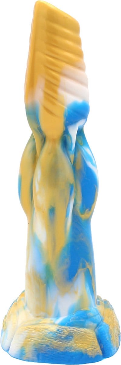 Kiotos Monstar - Dildo Beast 19 - 25 x 6 cm - Goud/Blauw/Wit
